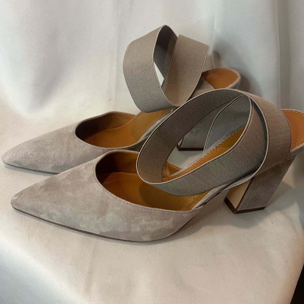 Franco Sarto Gray Suede Block Heel Pumps - Picture 2 of 9